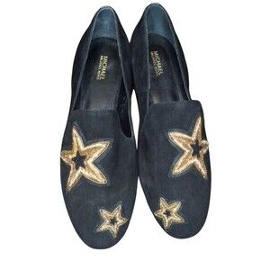 MICHAEL KORS Natasha Suede Gold Star Applique Loafers - Size 7.5